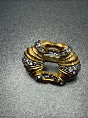 Vintage Scarf Slide Scarf Clip Gold and Rhinestones